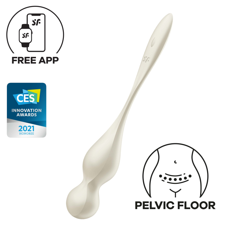 Вагинальные шарики "Satisfyer Love Birds 1" + приложение, молочные 